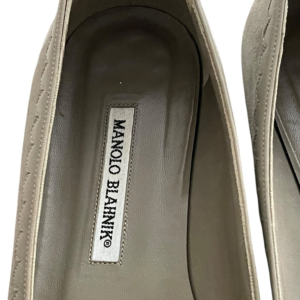 Manolo Blahnik Taupe Suede Ballet Flats Women  Size 39.5 - Picture 6 of 9